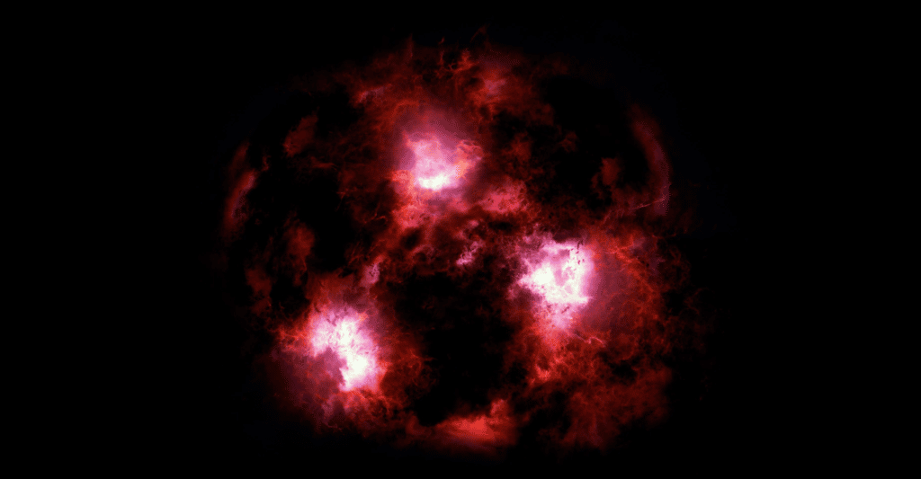 De nouvelles données de l’<em>Atacama Large Millimeter/submillimeter Array</em> (ALMA) ont révélé la présence d’une galaxie géante à 12,5 milliards d'années-lumière de notre Terre. © James Josephides, Université de l’Arizona