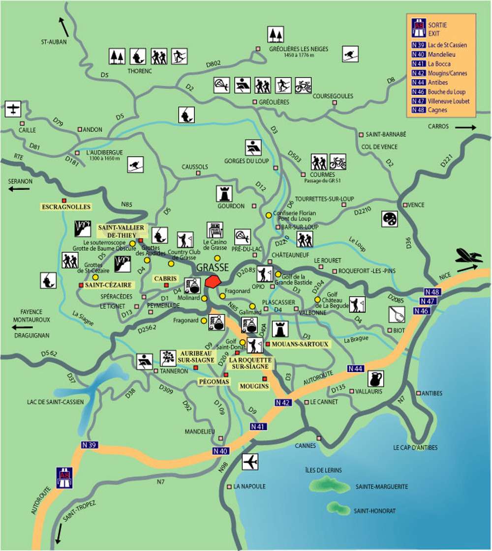 Carte touristique de la région de Grasse. © DR