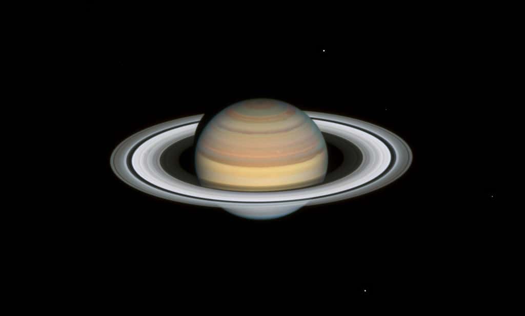 Un cliché de Saturne pris le 12 septembre 2021. © Nasa, ESA, A. Simon (<em>Goddard Space Flight Center</em>), and M.H. Wong (Université de Californie, Berkeley) et <em>the OPAL team</em>