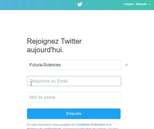 On peut s’inscrire à Twitter sous son vrai nom ou utiliser un pseudonyme. © Futura-Sciences