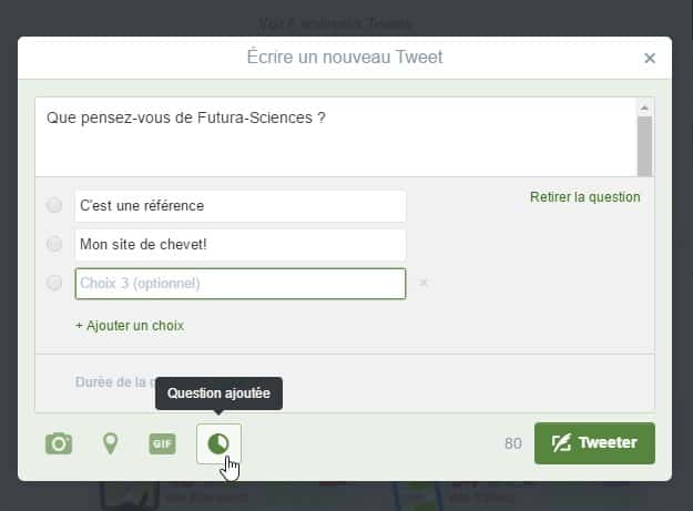 La préparation d’un sondage se fait exactement comme un tweet. © Futura-Sciences