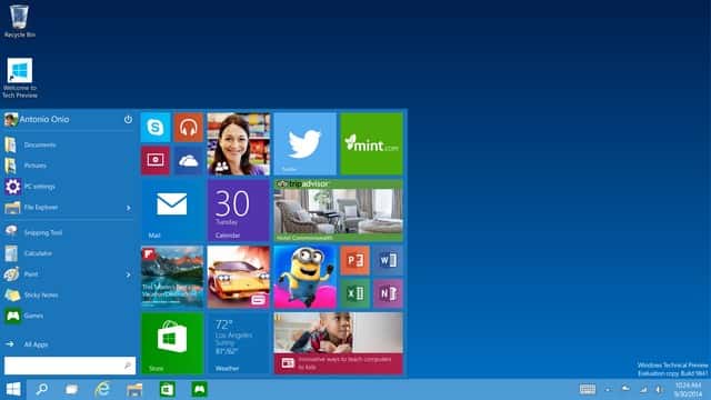 L’une des principales nouveautés ergonomiques de Windows 10 est le retour du menu Démarrer qui avait disparu sous Windows 8. Il combine les fonctions du menu Démarrer de Windows 7 avec le système de tuiles dynamiques introduit par son successeur. © Microsoft 