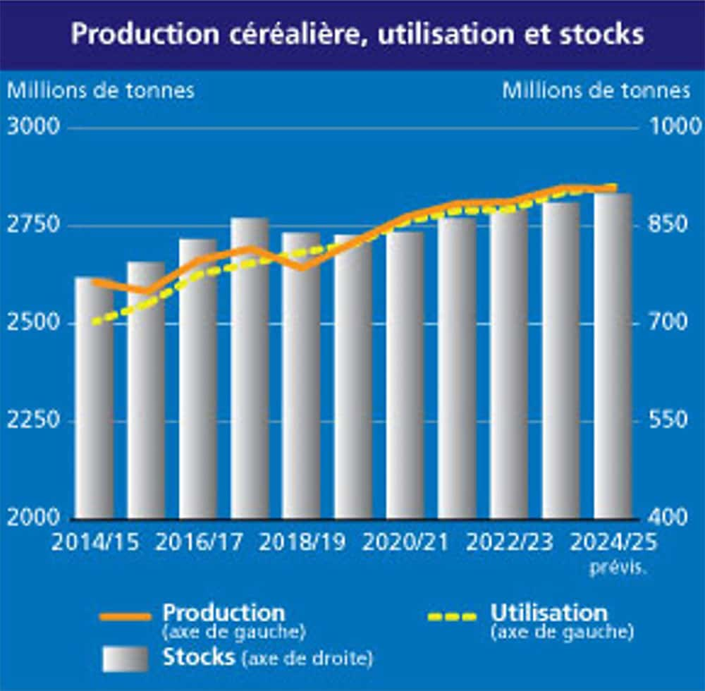 2024 : la plus belle récolte de céréales de l'histoire humaine, et les stocks sont tout à fait corrects, d'après la FAO.