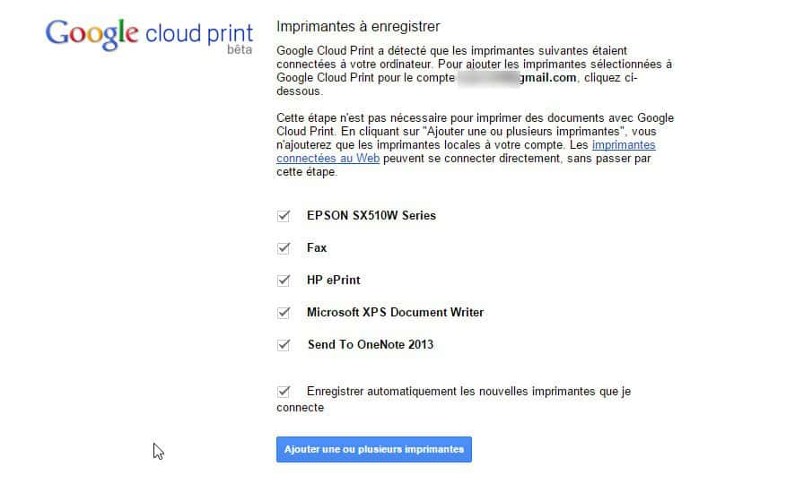 Google Cloud Print détecte automatiquement toutes les imprimantes locales et les services. © Futura-Sciences