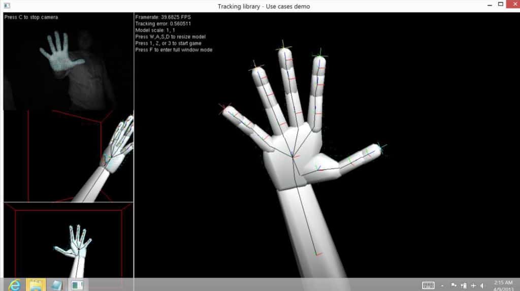 La webcam 3D pour PC portable d’Intel sera capable de tracer précisément les contours et les caractéristiques physiques d’un objet pour l’identifier et interpréter ses mouvements. On voit ici l'exemple des doigts de la main mais l'outil pourrait aussi analyser les émotions d'un individu en suivant les expressions de son visage et, pourquoi pas, utiliser la reconnaissance faciale pour identifier un utilisateur. © Intel