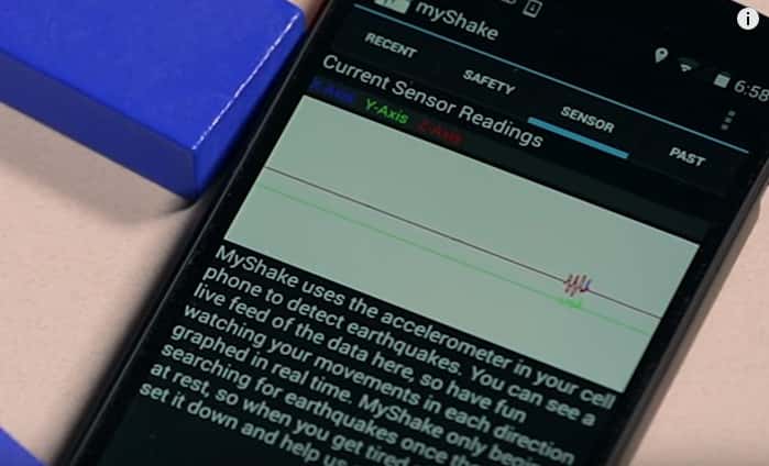 L’application MyShake est déjà disponible gratuitement sur Android. Pour que son fonctionnement soit optimal, il faut que le smartphone soit placé sur une table ou un meuble stable. © <em>UC Berkeley Seismologicial Laboratory</em>