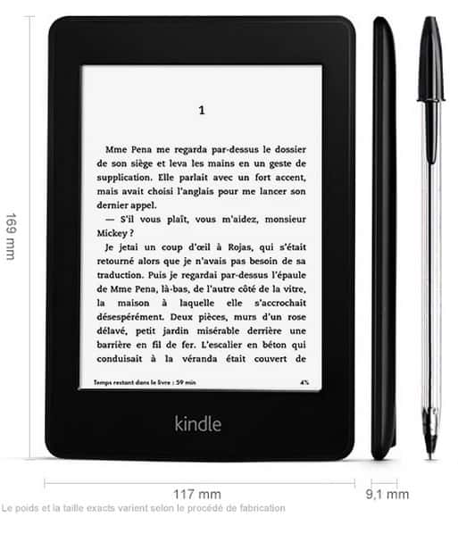 La nouvelle liseuse Kindle Paperwhite apporte un écran dont le contraste a été accentué pour améliorer le confort de lecture. Amazon assure qu’elle est aussi 30 % plus légère que l’iPad-mini d’Apple. © Amazon