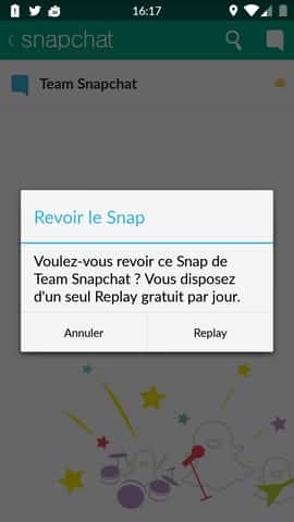Snapchat offre la possibilité de relire gratuitement un message éphémère par jour, pas plus. © Futura