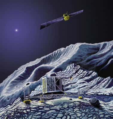 Vue d'artiste de la mission Rosetta, crédits : ESA