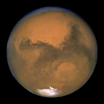 L'opposition de Mars en 2003.Photographie du télescope spatial Hubble obtenue le 27 août.