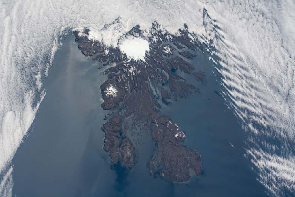 Les îles Kerguelen vues depuis la Station spatiale internationale (ISS). © Nasa