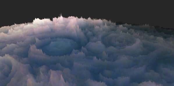 Pour créer leur animation 3D des nuages dans l’atmosphère de Jupiter, les chercheurs se sont appuyés sur les données renvoyées par la mission Juno pendant son 43<sup>e</sup> survol à plus de 13.500 kilomètres au-dessus des nuages de la planète géante. © Nasa, JPL-Caltech, SwRI, MSSS, Gerald Eichstädt