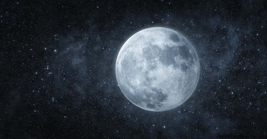 Notre satellite naturel la Lune et ses taches, de grandes surfaces basaltiques. © rangizzz, Adobe Stock
