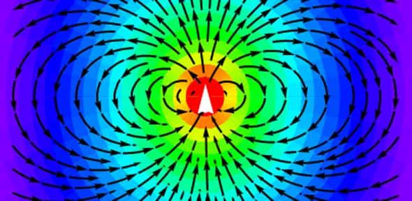 Diagramme de rayonnement d'une antenne dipolaire montrant des lignes de champ électromagnétique. © Université de Cambridge, généré par Mathematica de Wolfram Inc.