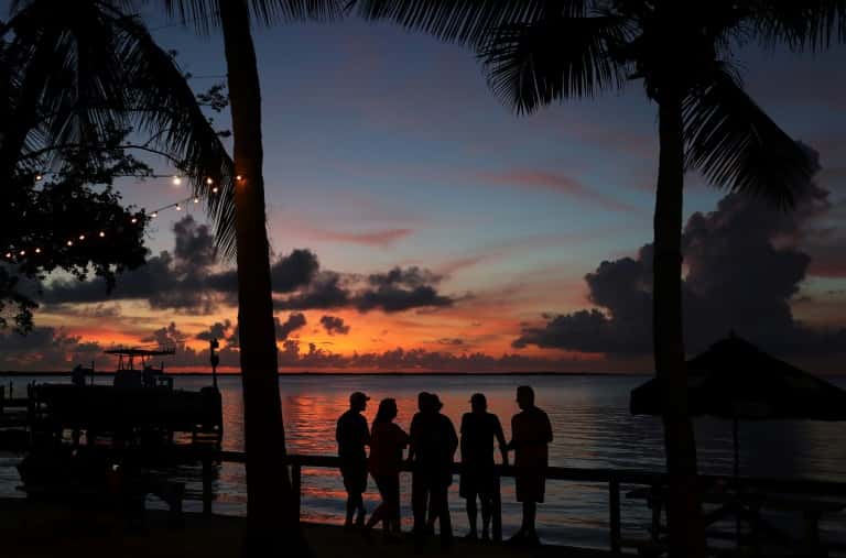 Coucher de soleil sur Key Largo, en Floride(États-Unis), dans le Golfe du Mexique, autre point chaud de la planète menacé par la montée des océans, en octobre 2019. © Joe Raedle, <em>Getty Images North America</em>, AFP, Archives