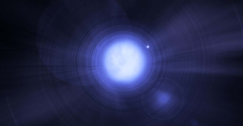 Les astronomes de l’université de Californie à Los Angeles (États-Unis) ont étudié des naines blanches – ici pour exemple, Sirius B aux côtés de son compagnon, Sirius A, une étoile blanche – à des distances de la Terre comprises entre 200 et 665 années-lumière. © hallowedland, AdobeStock