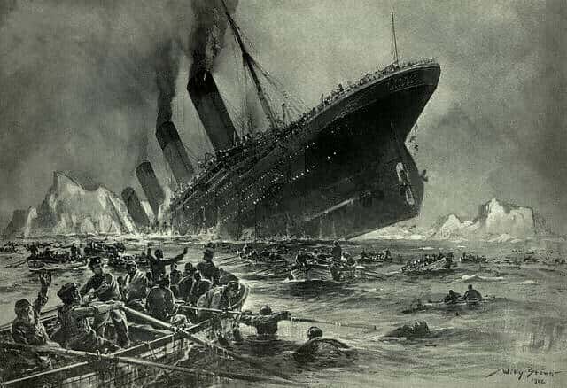 Le Titanic a sombré dans la nuit du 14 au 15 avril 1912. Des touristes s’apprêtent à embarquer à bord d’un sous-marin pour en retrouver l’épave au fond de l’océan. © Willy Ströwer, Wikipedia, Domaine public