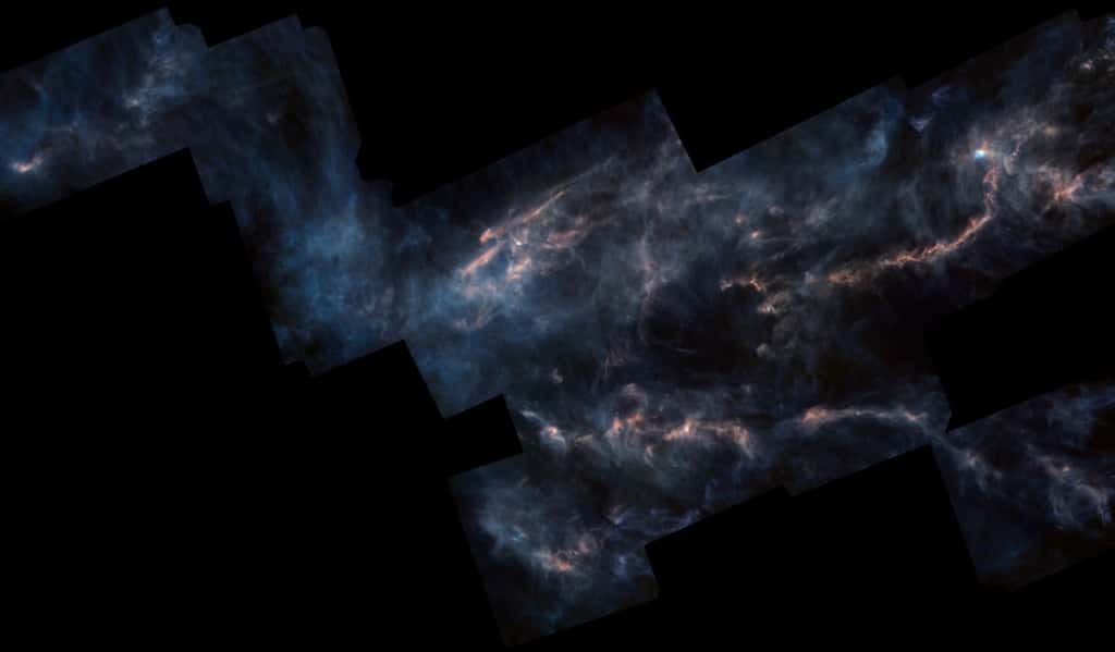 Le nuage moléculaire du Taureau abrite de nombreuses étoiles naissantes. Celles que viennent de détecter les chercheurs auraient provoqué la bulle observée ! © ESA, Télescope spatial Herschel