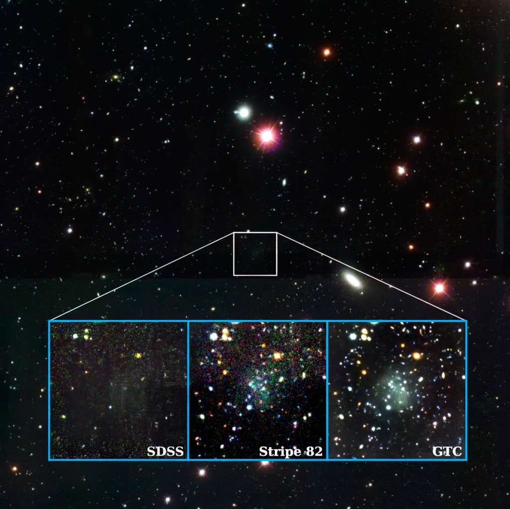 La galaxie Nube telle qu’elle apparaît sous l’œil de différents instruments. © SDSS, GTC, IAC