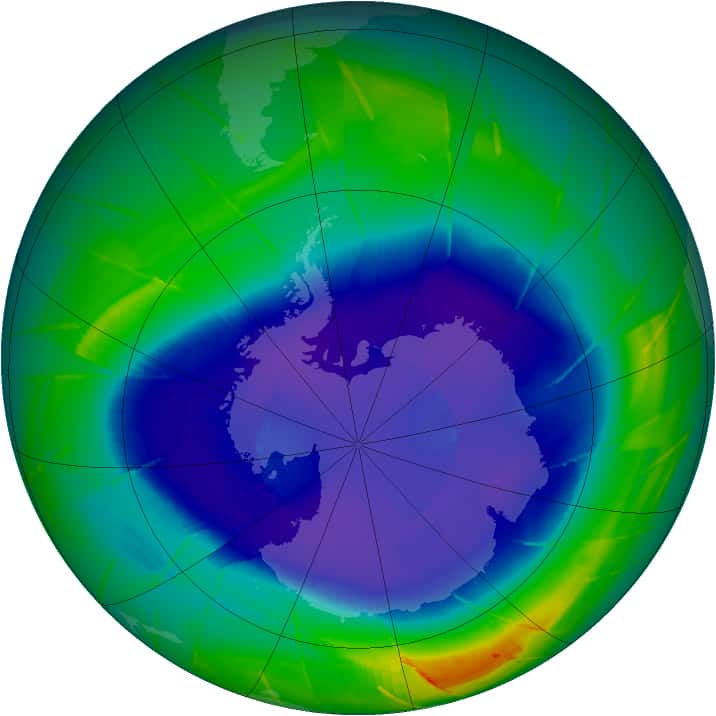 L'appauvrissement de l'ozone et les émissions de gaz à effet de serre modifient la circulation atmosphérique de l'hémisphère Sud. © Nasa