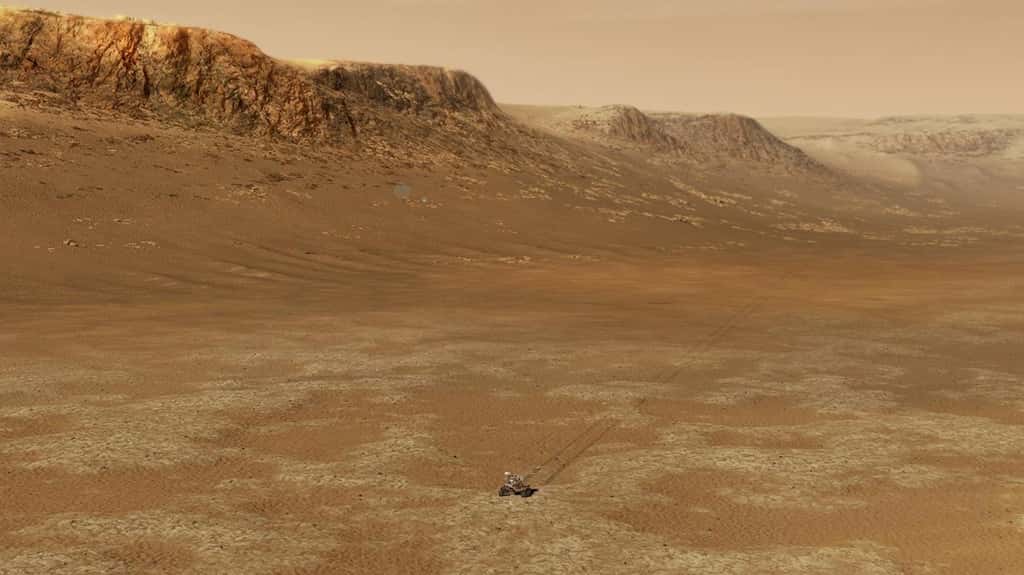 Perseverance, le rover de la Nasa arrivé sur Mars en février dernier — ici en illustration dans le cratère Jezero — devrait fournir des données utiles à mieux comprendre comment et pourquoi le climat de la planète rouge a basculé dans le passé. © JPL-Caltech, Nasa