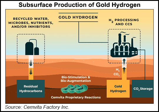 Cemtiva Factory assure pouvoir produire grâce à des microbes spécialement développés, de l’hydrogène neutre en carbone — que l’entreprise américaine qualifie de <em>« gold hydrogen »</em> — à partir de pétrole laissé à l’abandon dans des puits <em>« épuisés »</em>. Et même de pouvoir contrôler cette production par l’injection de nutriments ou d’inhibiteurs. © Cemvita Factory Inc.