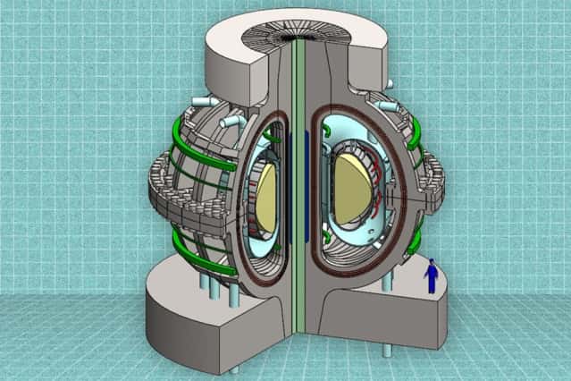 Une vue en coupe du réacteur ARC proposé par une équipe du MIT. Grâce à une nouvelle technologie magnétique, le réacteur ARC devrait permettre de produire, à un prix plus faible, la même quantité d'énergie qu’un réacteur beaucoup plus grand. © MIT ARC Team