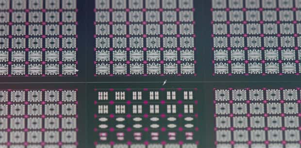 Puces électroniques sur lesquelles les transistors SOI sont embarqués. © Université de Bath