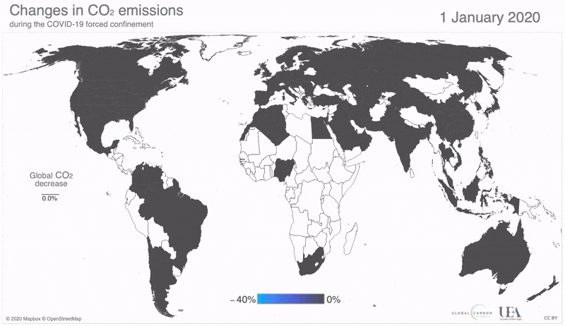 L’évolution des émissions de CO<sub>2</sub> pendant la crise sanitaire. © <em>Global Carbon Project</em>