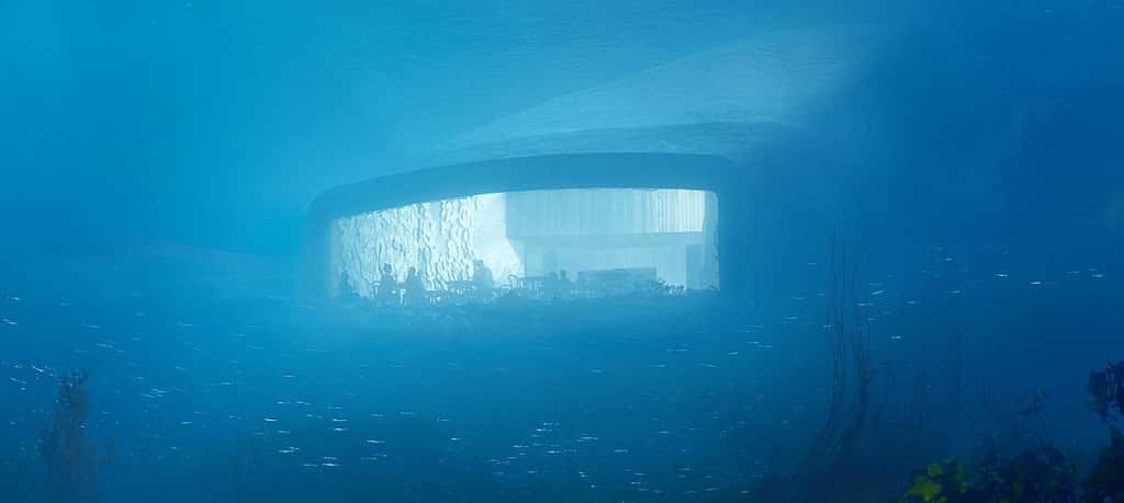 Le restaurant sous-marin Under, situé à l'extrême sud de la Norvège, offrira aux convives une vue panoramique à 5 mètres de profondeur. © Snøhetta