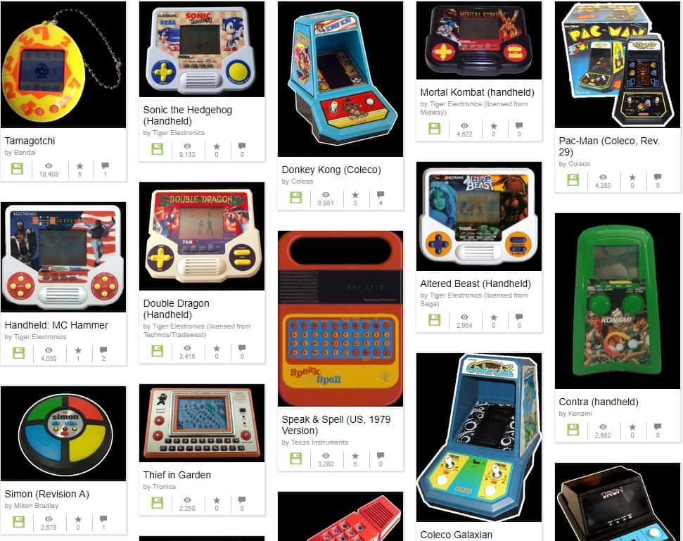 La collection de consoles de jeu portables d’Internet Archive. © Internet Archive