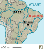 Situation de Goiatins, où le Pic d'Obrien (<em>Celeus obrieni</em>) a été redécouvert en octobre 2006