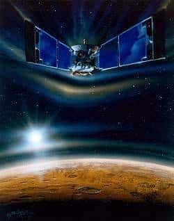 Mars Global Surveyor en phase d'aérofreinage. Crédit NASA/JPL
