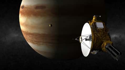 Vue d'artiste montrant le passage de New Horizons près de Jupiter, le 28 février prochain. Crédit NASA.