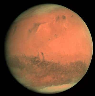 Mars vue par l'instrument OSIRIS (Optical, Spectroscopic, and Infrared Remote Imaging System) de Rosetta peu avant son survol. Crédit ESA.