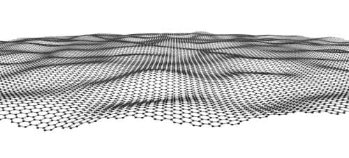Un film de carbone à cellules hexagonales : voilà le graphène. Il n'est pas d'une planéité parfaite… et c'est pour cela qu'il est solide. Crédit : Max Planck Institute for Solid State Research