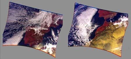<em>Cette séquences d'image a été réalisée par l'instrument le 1er février 2003 lors de sa première mise en route au dessus de l'Europe de l'Ouest et de l'Afrique du nord.</em><br />Crédits : CNES