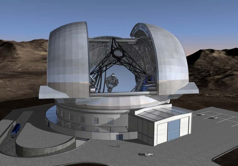 Avec son miroir de 42 mètres de diamètre, l'E-ELT construit au Chili devrait être opérationnel d'ici 10 ans. © ESO