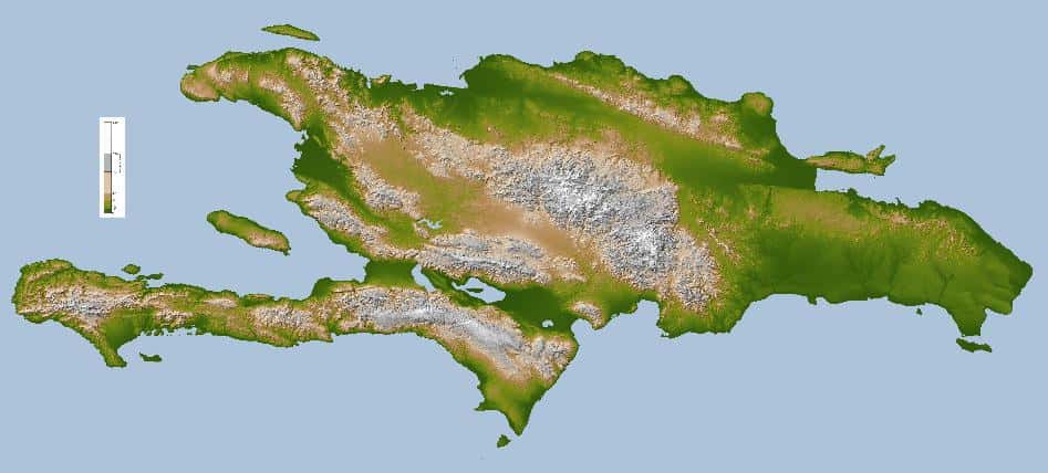 L'île Hispaniola (aussi appelée Saint-Domingue) abrite Haïti à l'ouest et la République dominicaine à l'Est. © DR