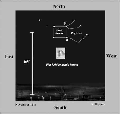 La constellation de Pégase telle qu'elle apparaît sur la voûte céleste. © <em>Gemini Observatory</em>