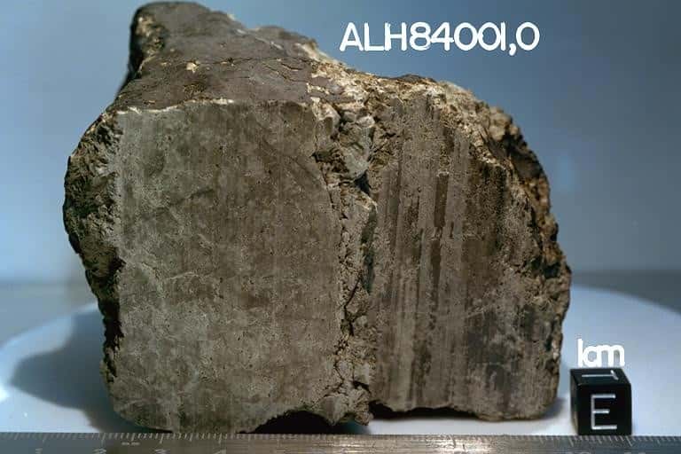 Un morceau de la météorite martienne ALH84001. © Nasa-Caltech