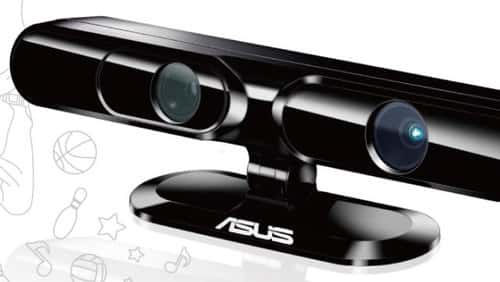 Le Xtion, d'Asus, boîtier muni d'une caméra et de capteurs, ressemblant beaucoup au Kinect, dont il reprend la même technologie. © Asus