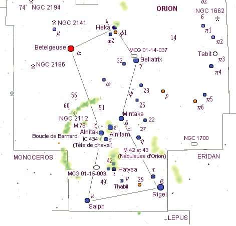 La nébuleuse de la Tête de Cheval se situe à côté de l'étoile Alnitak, dans la constellation d'Orion. © DR