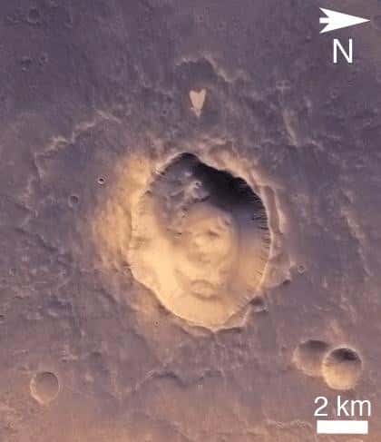 Un cœur soufflé par un impact météoritique dans Arabia Terra. © Nasa/JPL-Caltech/MSSS 