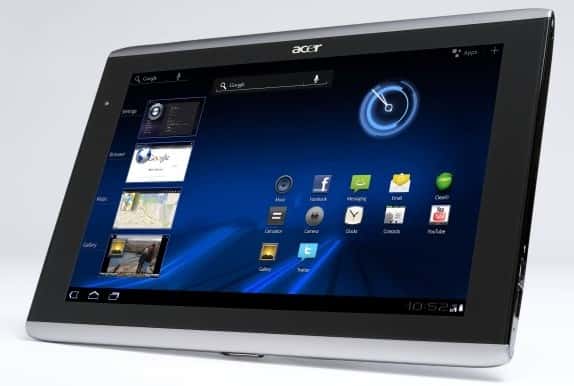 Doté d’un écran 10,1 pouces HD, l’Iconia Tab A500 est animé par Honeycomb, la version 3 d’Android, l’OS mobile de Google. © Acer