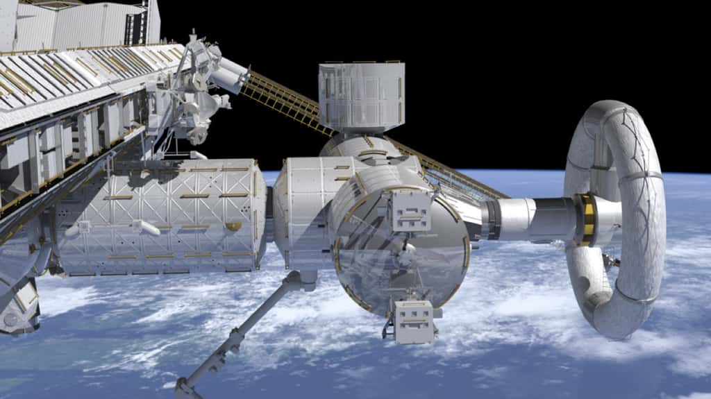 La Station spatiale pourrait être utilisée pour tester en conditions réelles une centrifugeuse. L’idée est de voir si elle apporte un plus sur la santé physique des astronautes qui l’utiliseraient de façon régulière. © M. L. Holderman/JSC/SSP