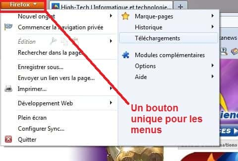 Un bouton unique permet désormais d’afficher ou d’escamoter tous les menus du navigateur. © Mozilla 