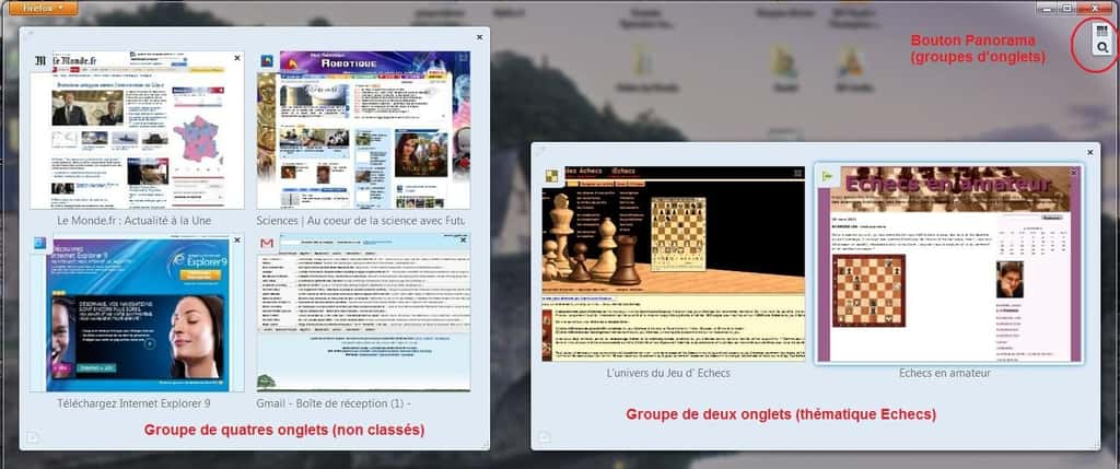 Le mode Panorama permet d’afficher et d’organiser tous les onglets ouverts sur une seule page. © Mozilla