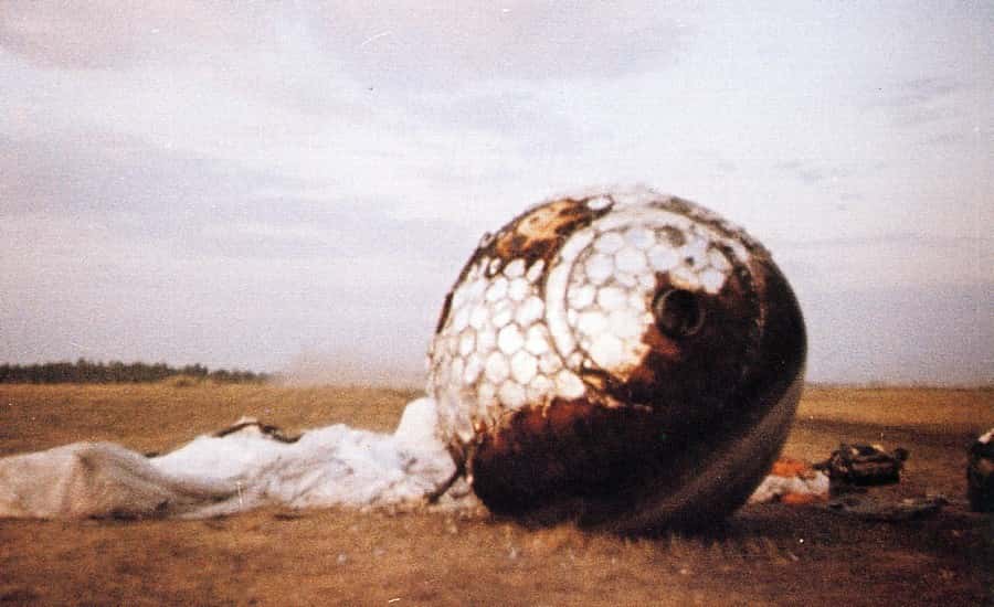 La capsule Vostock 1 après son retour sur Terre. © RIA Novosti