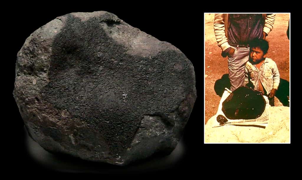 Après s'être brisée en milliers de fragments dans l'atmosphère, la météorite Allende s'est disséminée dans tout le Chihuahua, au Mexique, en 1969. Elle contient certains des plus anciens minéraux formés dans le Système solaire. © Brian Mason, <em>Smithsonian Institution</em>